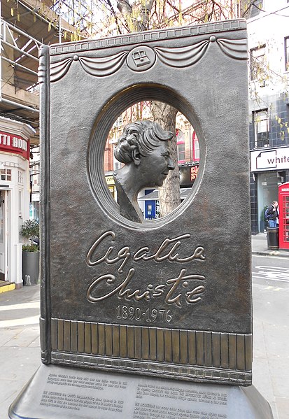 A plaque memorializing Agatha Christie in London's West End.