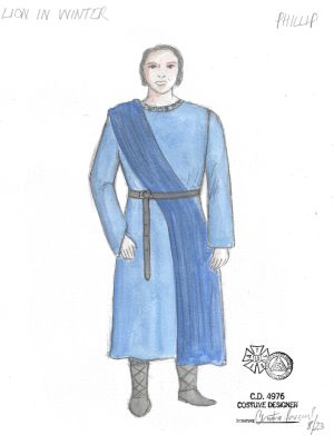 An illustration of a man in blue medieval garb.