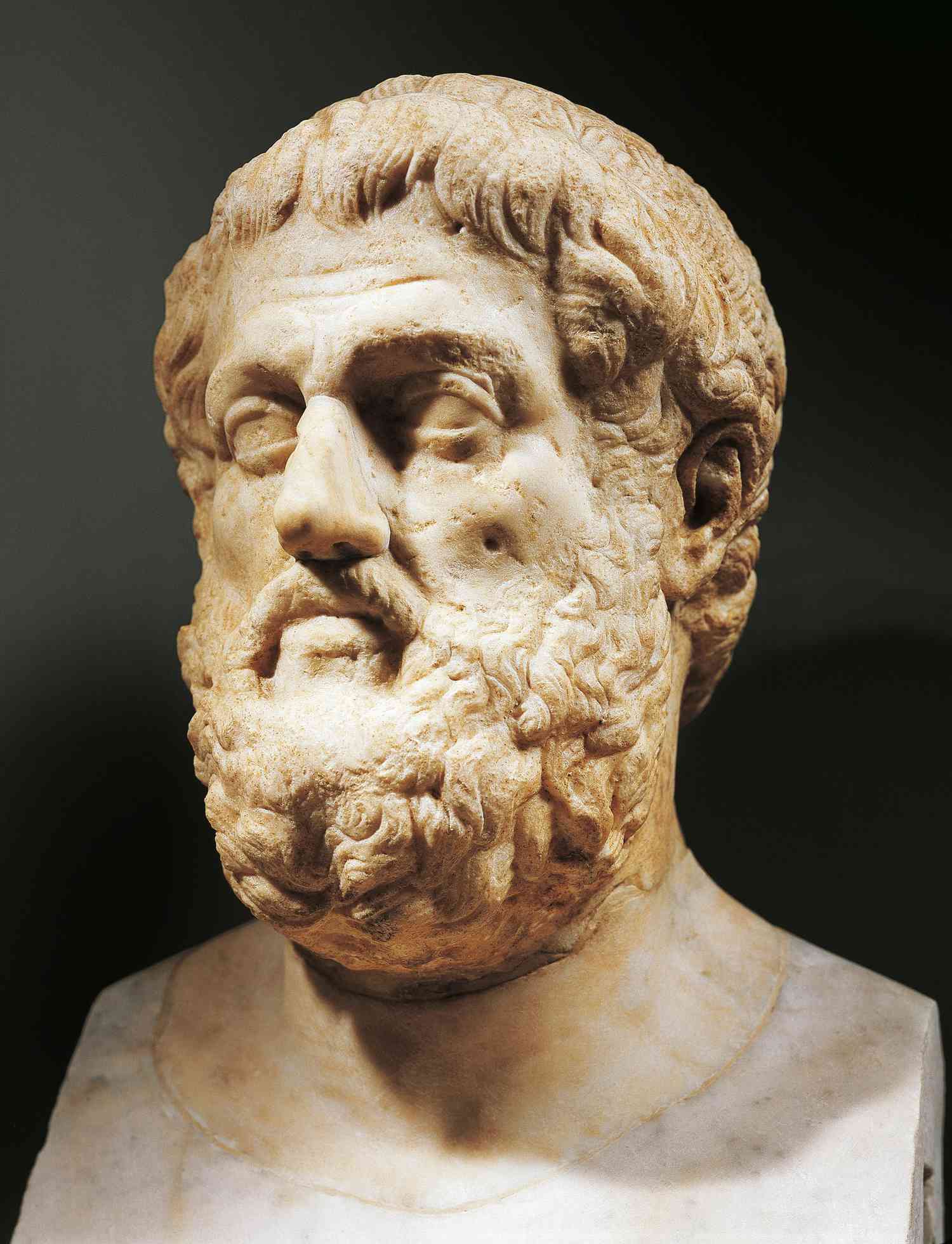 A bust of ancient Greek playwright Sophocles in.