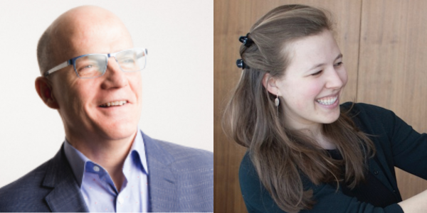 A headshot of a man next to a headshot of a woman, both smiling.