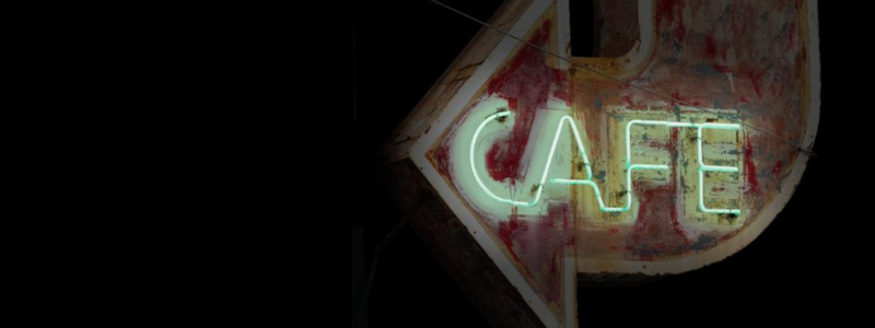 A neon cafe sign.