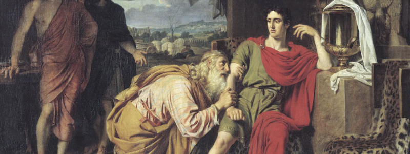 King Priam Begging Achilles For The Return Of Hector’s Body by Aleksandr Andreevich Ivanov, 1824.
