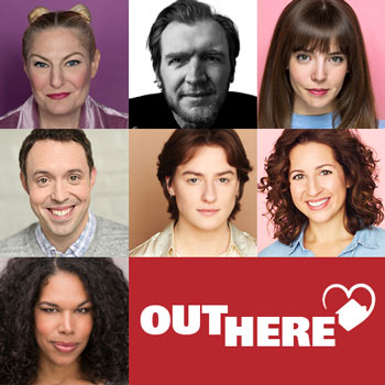Headshots of the cast of OUT HERE.